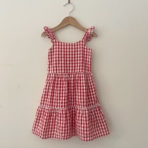 GAP EUC Red Gingham Light Weight Tiered Picnic Dress w/ Smocked Back
